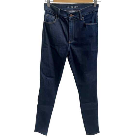 Mott & Bow High Rise Skinny Ridge Jeans Womens Sz 27 Dark Blue Stretchy Comfort - Picture 1 of 4